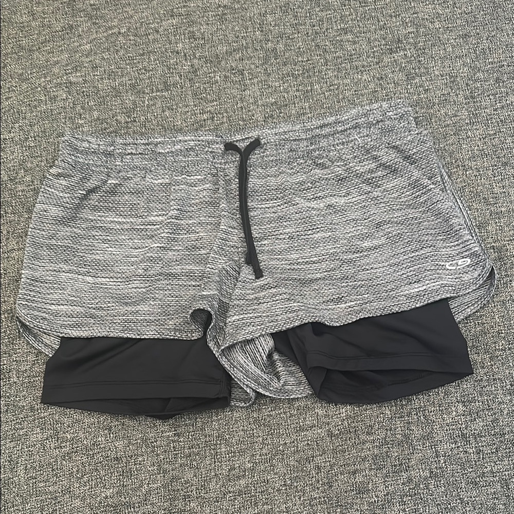 Champion Gray and Black Athletic Shorts with Adjustable Waistband
